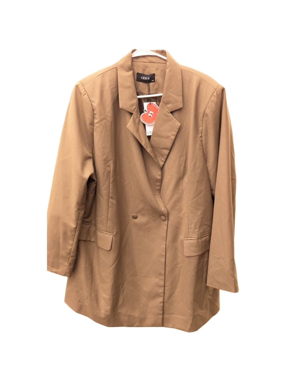 Cider Camel Tan Double-Breasted Blazer Jacket Woman's Plus Size 1X